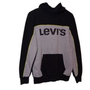 Levi Strauss Hoodie Pullover Black Grey Yellow XL 13-15 yrs Round Neck No String